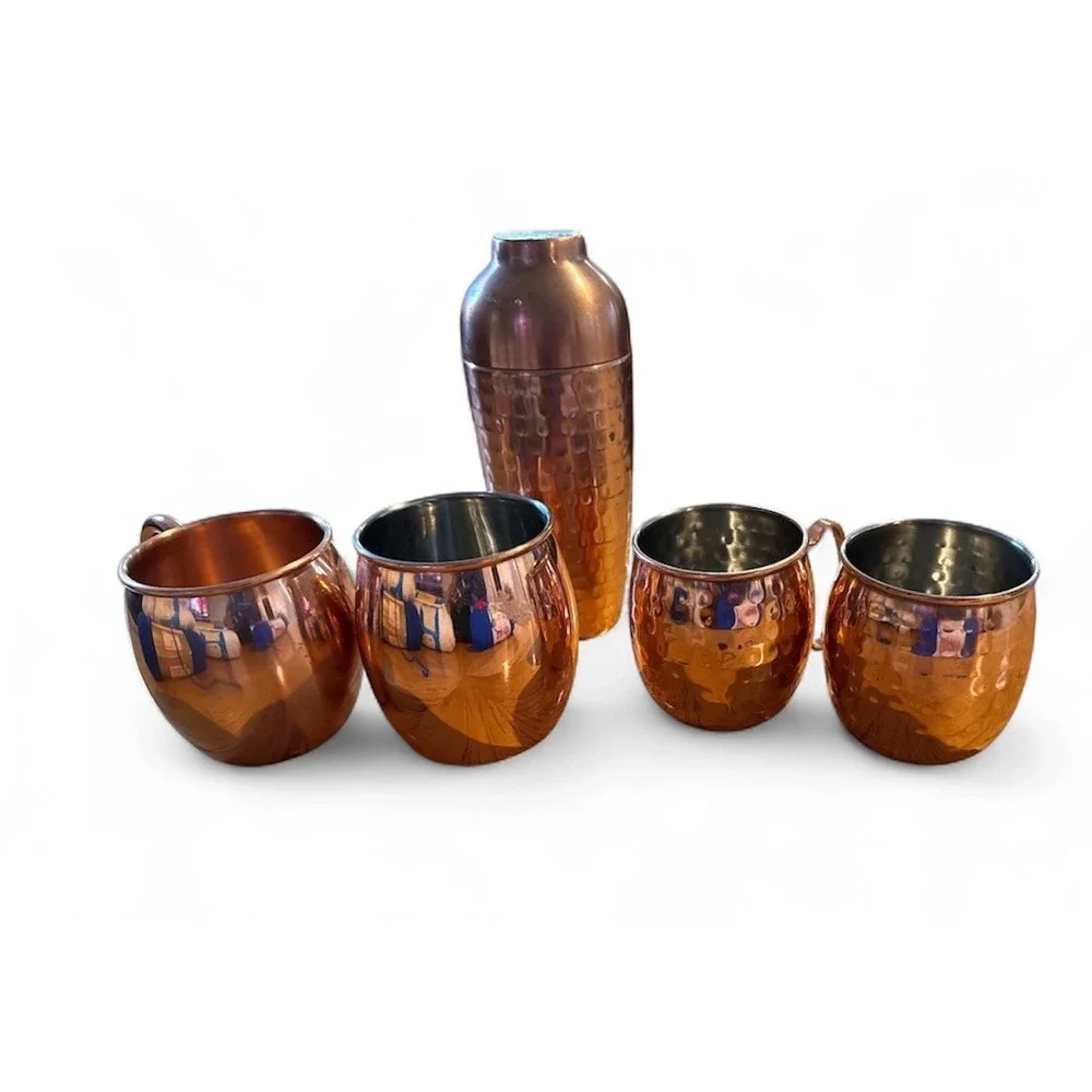 ODI 18: Made‎ in India, COPPER HAMMERED COCKTAIL SHAKER - 4 Cups Lot of 5